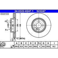 Bremsscheibe ATE 24.0322-0247.1 (2 Stk.) FüR Mini Roadster