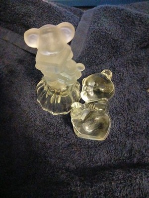 Fenton Clear Glass Sitting Bear & Bear Bell