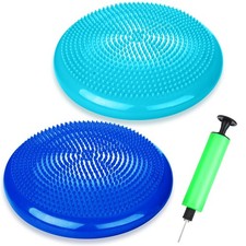 2 Pcs Wiggle Seat Inflated Wobble Cushion Flexible Balance Disc with Air Pump...
