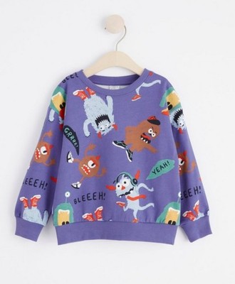 Lindex Monster Purple Sweatshirt GOTS certified Organic Cotton Size 5-6T 116cm