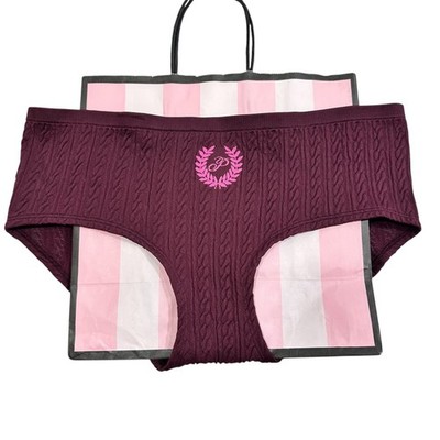 NWT PINK Victoria's Secret Hiphugger Hipster Panty Cable Knit Logo Size Large