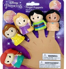 New Disney Princess Ariel Belle Mulan Pochontas 5 Finger Puppets Bath Time Fun