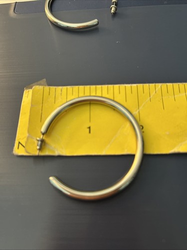 Solid Statement Hoop Earrings. Avon. Silvertone. 2” Diameter - Picture 3 of 3