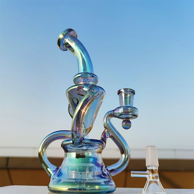 9" Rainbow Twin Chamber Thick Glass Bong Water Pipe Recycler Bubbler 14mm Bowl 9" Rainbow Twin Chamber Thick Glass Bong Water Pipe Recycler Bubbler 14mm Bowl