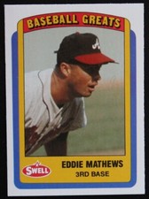 1990 Swell CMC Baseball Greats Eddie Mathews 65 Baseball Card HOF Atlanta Braves