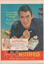 1950 Chesterfield Cigarettes Gregory Peck Twelve O'clock High Movie Print Ad