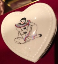 Vintage LE PIERROT Heart Trinket Box collectible French clown vintage home decor