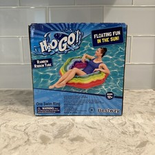 Rainbow Ribbon Tube Pool Float Inflatable Floating Ring Swim Toy Summer Fun