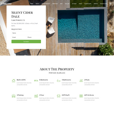 Einzelimmobilien-Websites-Design zum Verkauf mit kostenlosem VPS-Webhosting