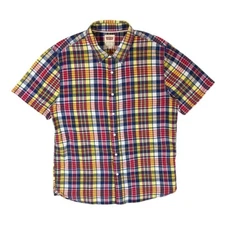 Early 00's LEVI'S Multi Plaid Check Short Sleeve Cotton Shirt XL