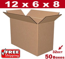50 - 12x6x8 Cardboard Boxes Mailing Packing Shipping Box 32ECT Corrugated Carton
