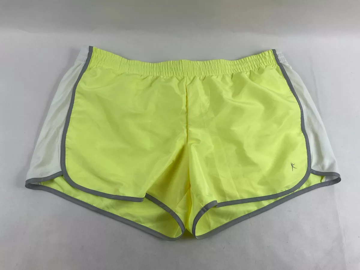 Danskin Now Shorts, Womens 2XL, Neon Yellow, Activewear with Lining