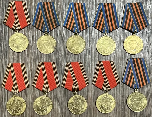 Lot 10 Vintage USSR Russia Military Medal Post WWII Socialist Soviet Era