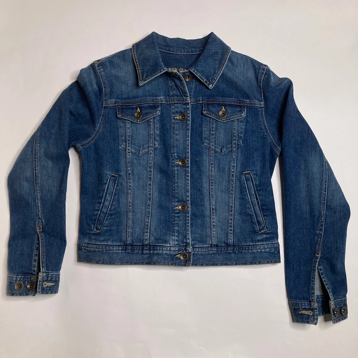 Vintage LAUREN JEANS CO. Premium Denim Jean Jacket 90s Rare Womens Petite  Small