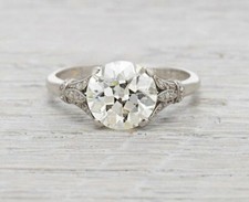 Antique 3.10Ct White Round CZ Art Deco Engagement Ring In Solid 925 Silver