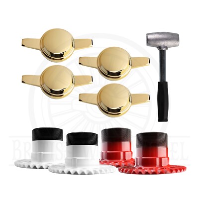Zenith 2 Bar Gold KO Spinner Caps + Adapters for Lowriders | Set of 4 + Hammer