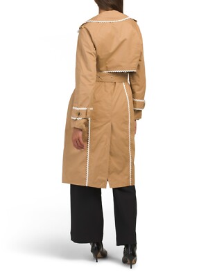 NWT 7 for All Mankind Crochet Trim Double-breasted Cotton Trench