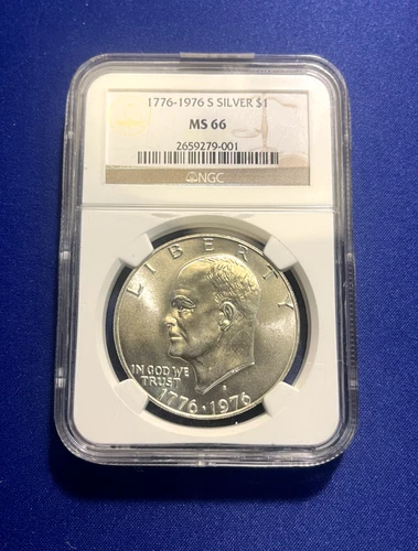 1776-1976 S Eisenhower Silver Dollar NGC MS66