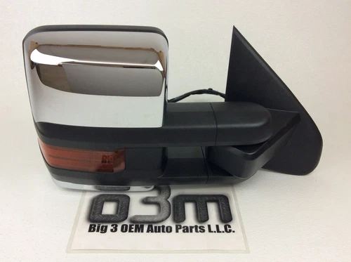 Chevrolet GMC RH Passenger Side View Mirror trailer tow chrome power fold OEM