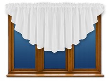 LB-164 Fertiggardine aus Voile Weiß Fenstergardine Bogen 80x300 cm Gardine 