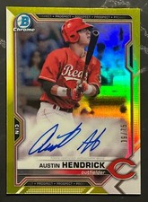 AUSTIN HENDRICK Auto /75 Yellow 2021 Bowman Chrome Prospect CPA-AH  Reds OCA