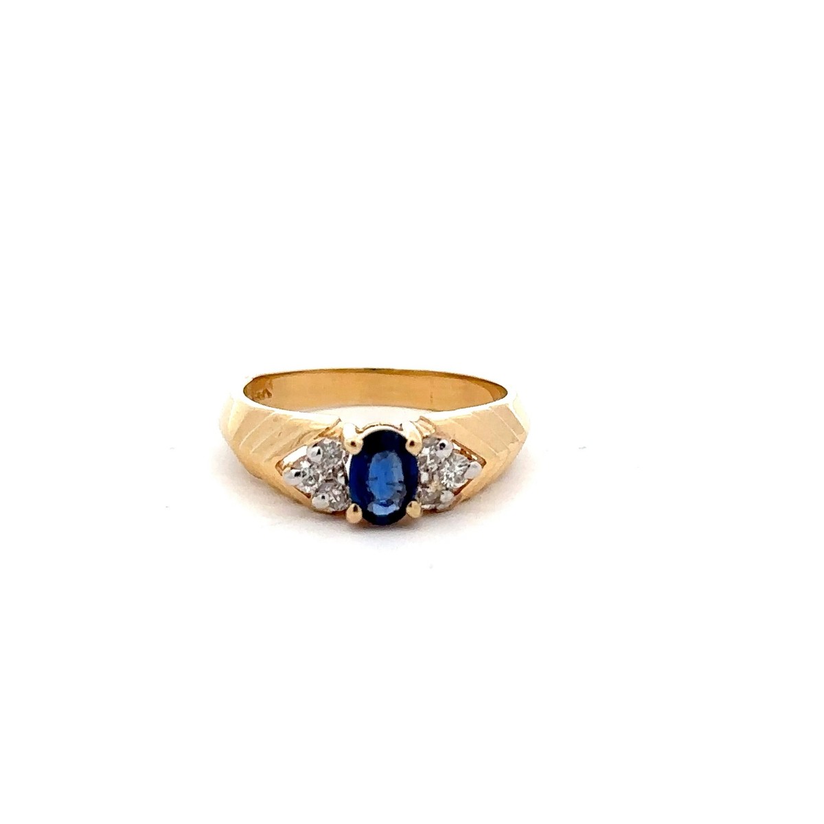 Yellow Gold Sapphire And Diamond Ring (Size 6)