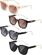 4 Pairs Polarized Sunglasses for Women Men Classic Square Trendy Sunglasses...
