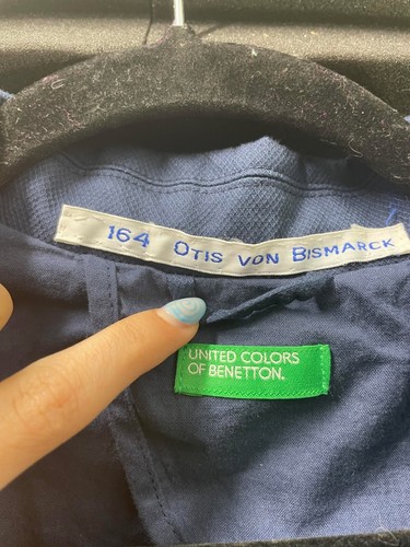 United Colors of Benetton Girl Size 11/12 Blue Pockets Button Jacket Blazer - Picture 3 of 5
