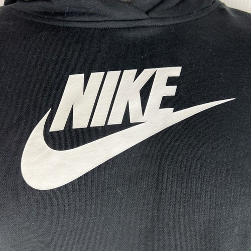 Nike French Terry Cropped Hoodie Youth XL Black/White 49/44 - Picture 2 of 7