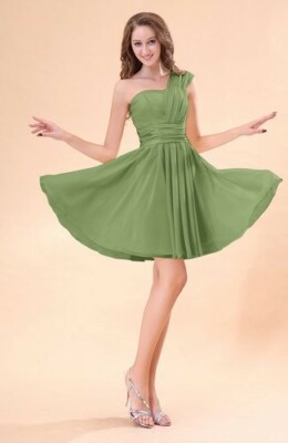Moss Green Cute A-line Sleeveless Mini Ruching Wedding Guest Dress | eBay