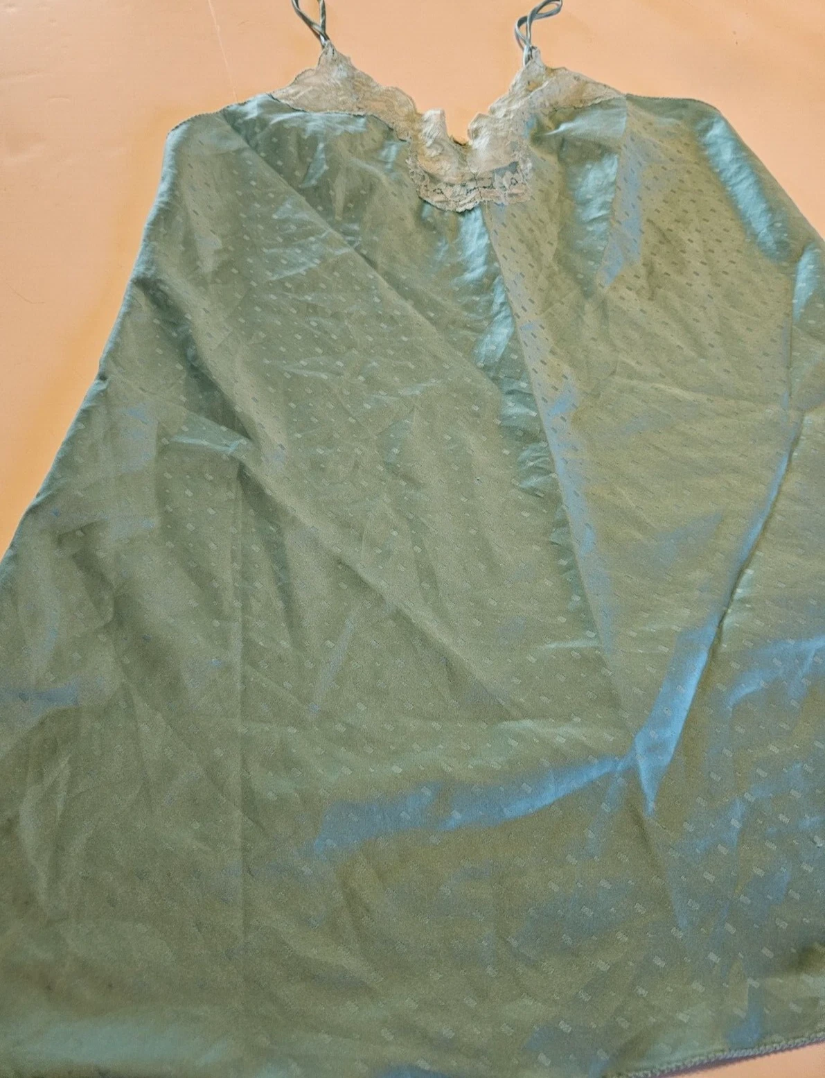 UNDERCOVER Camicia da notte vintage Victoria’s Secret in raso color verde acqua slip babydoll abito medio