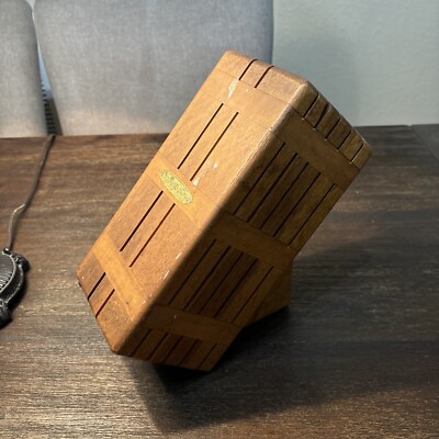 Vintage REGENT SHEFFIELD Solid Wood Knife Block w/ Removable Leaning Stand