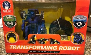 blue hat transforming robot
