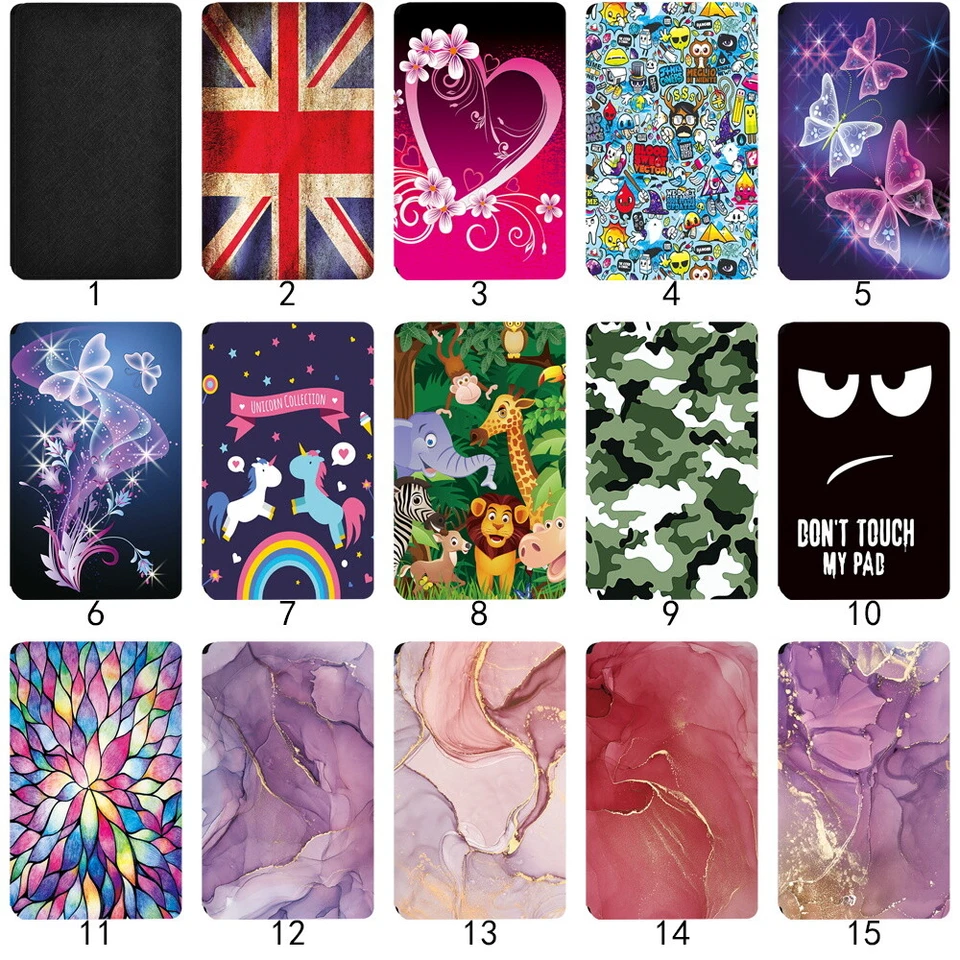 Leather Stand Cover Colorful Patterns Case For Tablets 6'' 7'' 8'' 9'' 10'' +Pen - Image 2 of 4