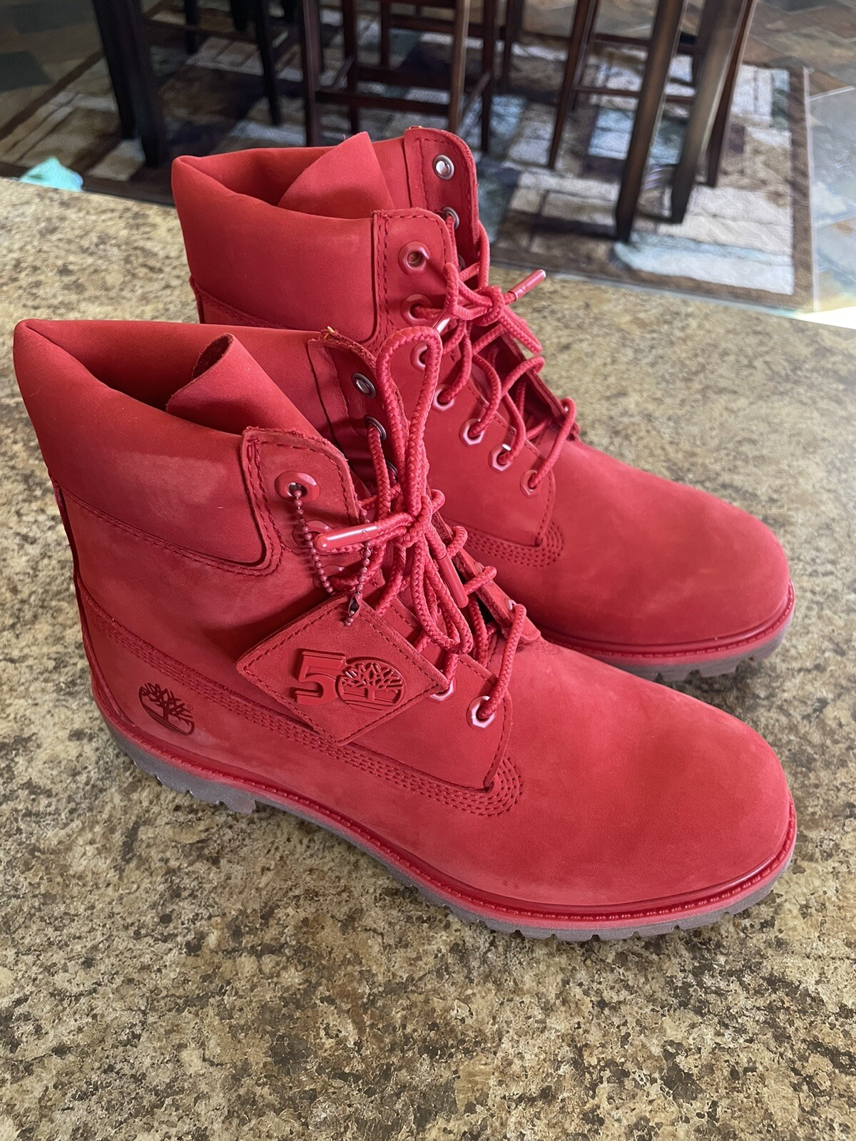 Timberland Men's 50th Anniversary Premium 6 Red Boots Size 8.5M
