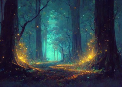 Fairy Fireflies Forest PREMIUM POSTER FILM PRINT HIGH QUALITY Thick paper