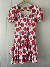 VTG 80 s VICTOR COSTA Knee-Length Floral Dress With Shoulder Pads Size 10 1980s