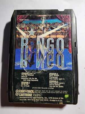 Ringo Starr Ringo 8 Track Tape 1973 Apple VG ET4