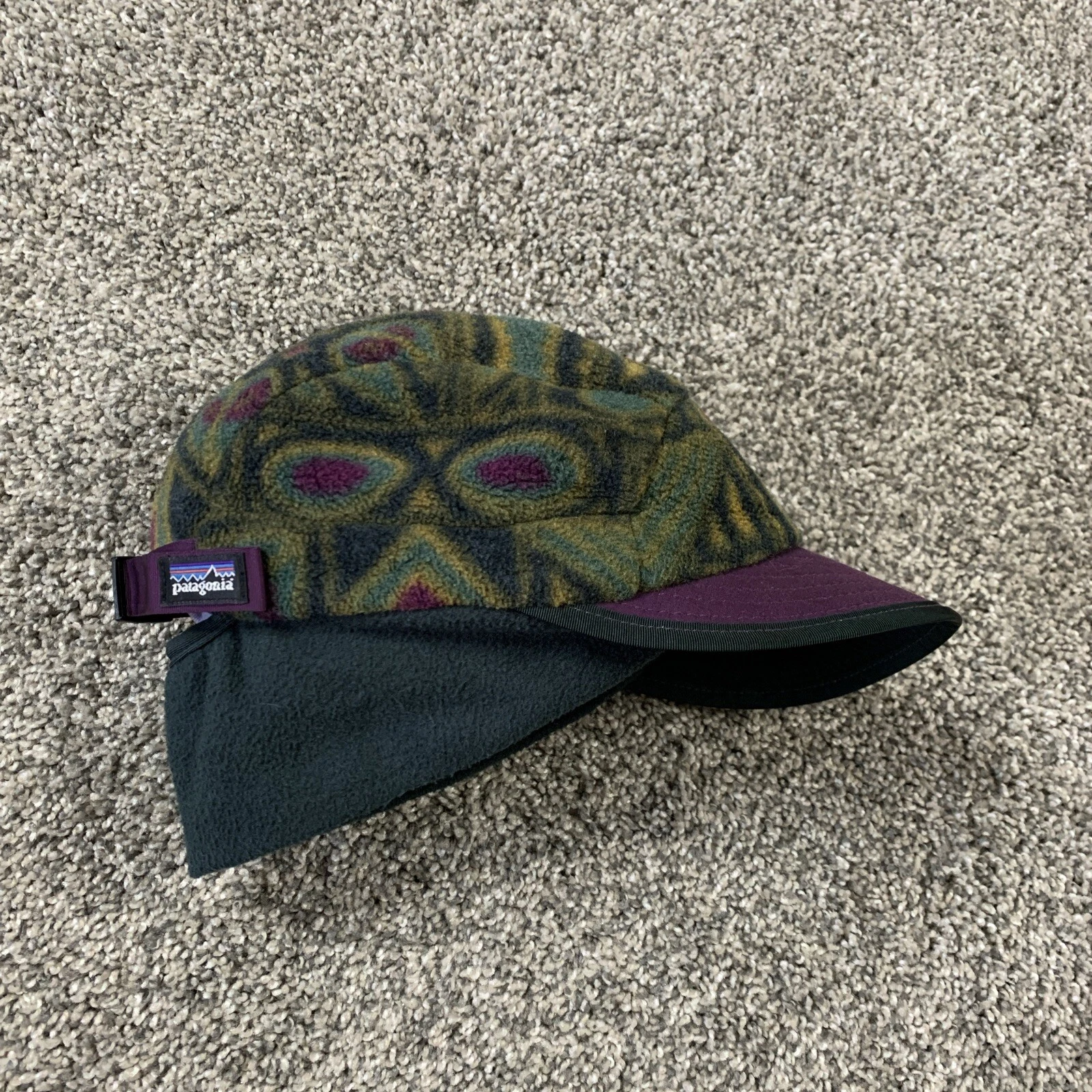 Patagonia Duckbill Hat Vintage 90s Synchilla Fleece Earflap Made In USA Y2K Cap