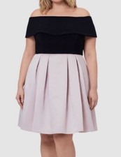 Betsy & Adam Women's Black Fit & Flare Off-The-Shoulder Dress Plus Size 18W