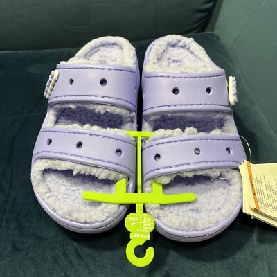 Crocs Classic Cozzzy Sandals Fuzzy Slippers and Slides Violet