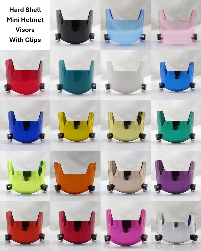 GRUMPYS GRAPHICS MINI HELMETS VISOR AND CLIPS (HARD STYLE) 19 COLORS TO CHOOSE FROM