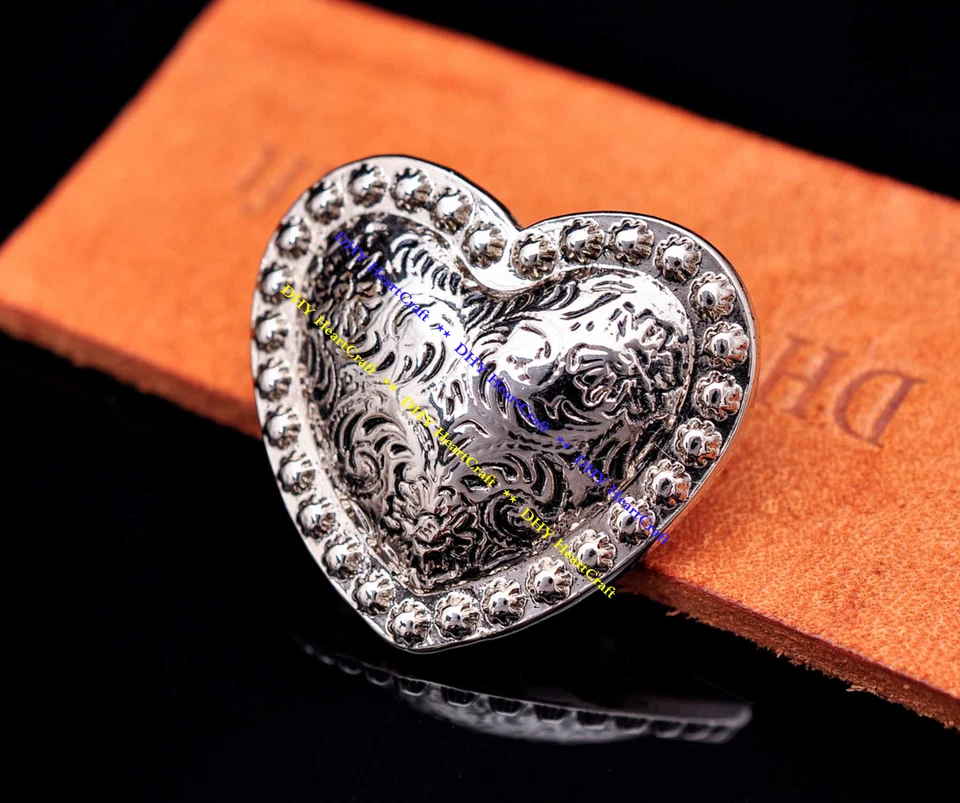 6PCS WESTERN HEADSTALL HORSE TACK LOVE HEART BERRY SADDLE BELT CONCHOS 1-1/8"  - Image 2 of 4