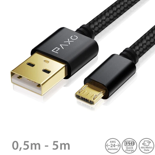 Nylon Micro USB Kabel schwarz, USB zu Mikro USB Ladekabel SCHNELL Datenkabel USB