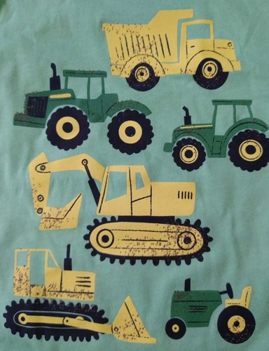 NEW John Deere Boys Short Sleeve Lime Green T-Shirt Tractor Dump Excavator 2T - Picture 2 of 2