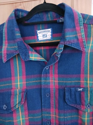 LEE Men's XL USA PLAID 100% Cotton VTG SHIRT EUC