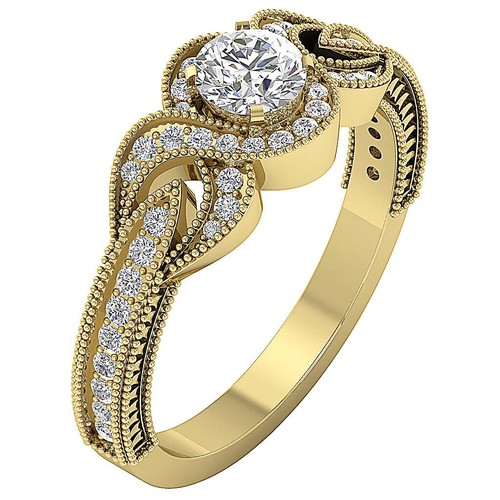 Natural Diamond I1 G 1.00 Ct Milgrain Solitaire Engagement Ring 14K Solid Gold - Picture 3 of 8