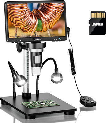 Microscopio Digital 7'', 1200X, LCD, 12MP, con Tarjeta 32GB