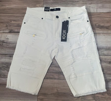 FOCUS MOTO RIPPED SHORTS WHITE 
