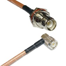 RG400 RP-TNC FEMALE BULKHEAD to TNC Male Angle RF Cable FAST-SHIP LOT